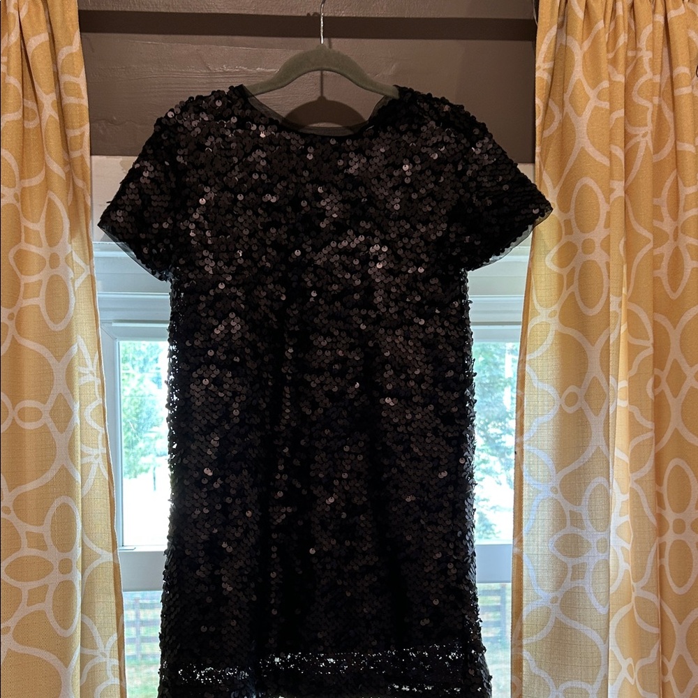 GAP Black Sequin Short Sleeve Dress